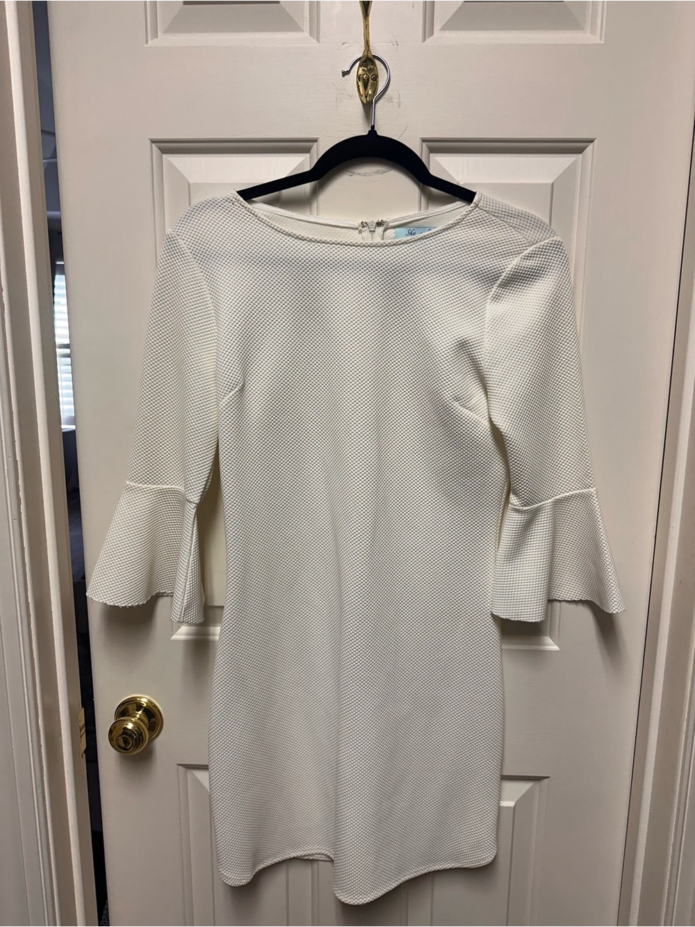 She + Sky Ivory Textured Bell-Sleeve Mini Dress